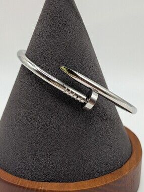 Stainless Steel Nail Motif Open Cuff Bracelet